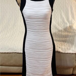 Calvin Klein Black and White Textured Mini Dress